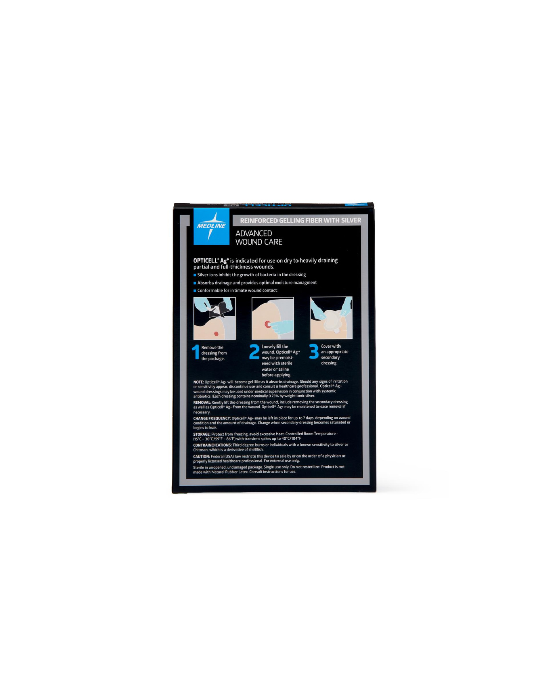 Opticell Ag+ Silver Antibacterial Gelling Fiber Wound Dressing - 0.75" x 18"