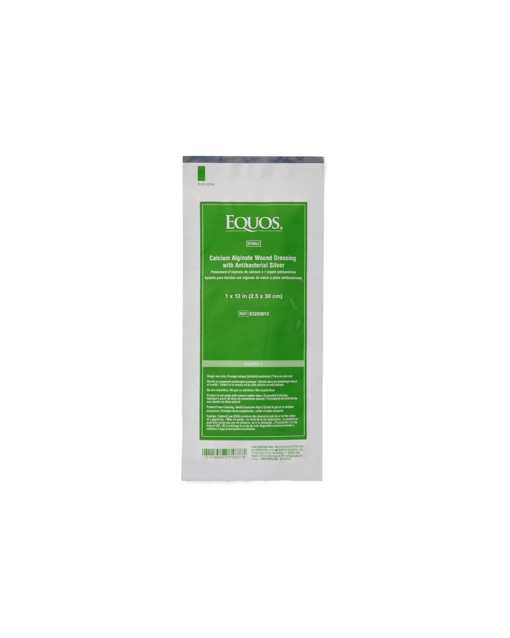 EQUOS Calcium Alginate Wound Dressings with Silver - 1" x 12"