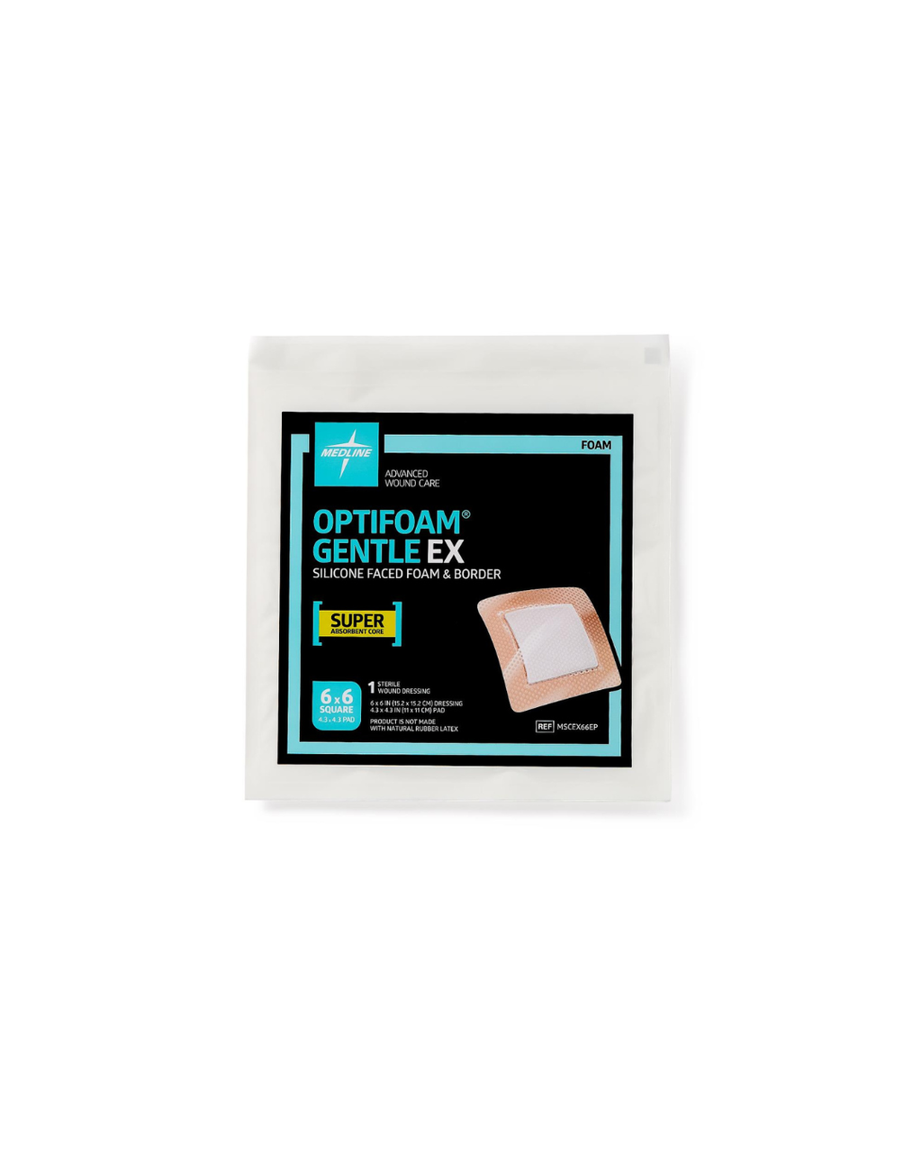 Optifoam Gentle EX Bordered Foam Dressing in Educational Packaging - 6" x 6"