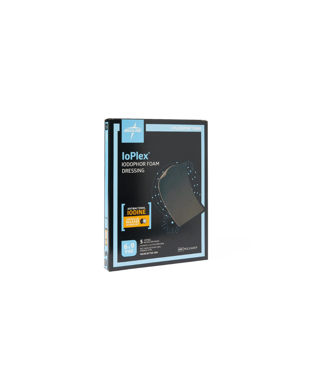 IoPlex Iodophor Foam Dressing with Iodine - 6" x 9" Pad