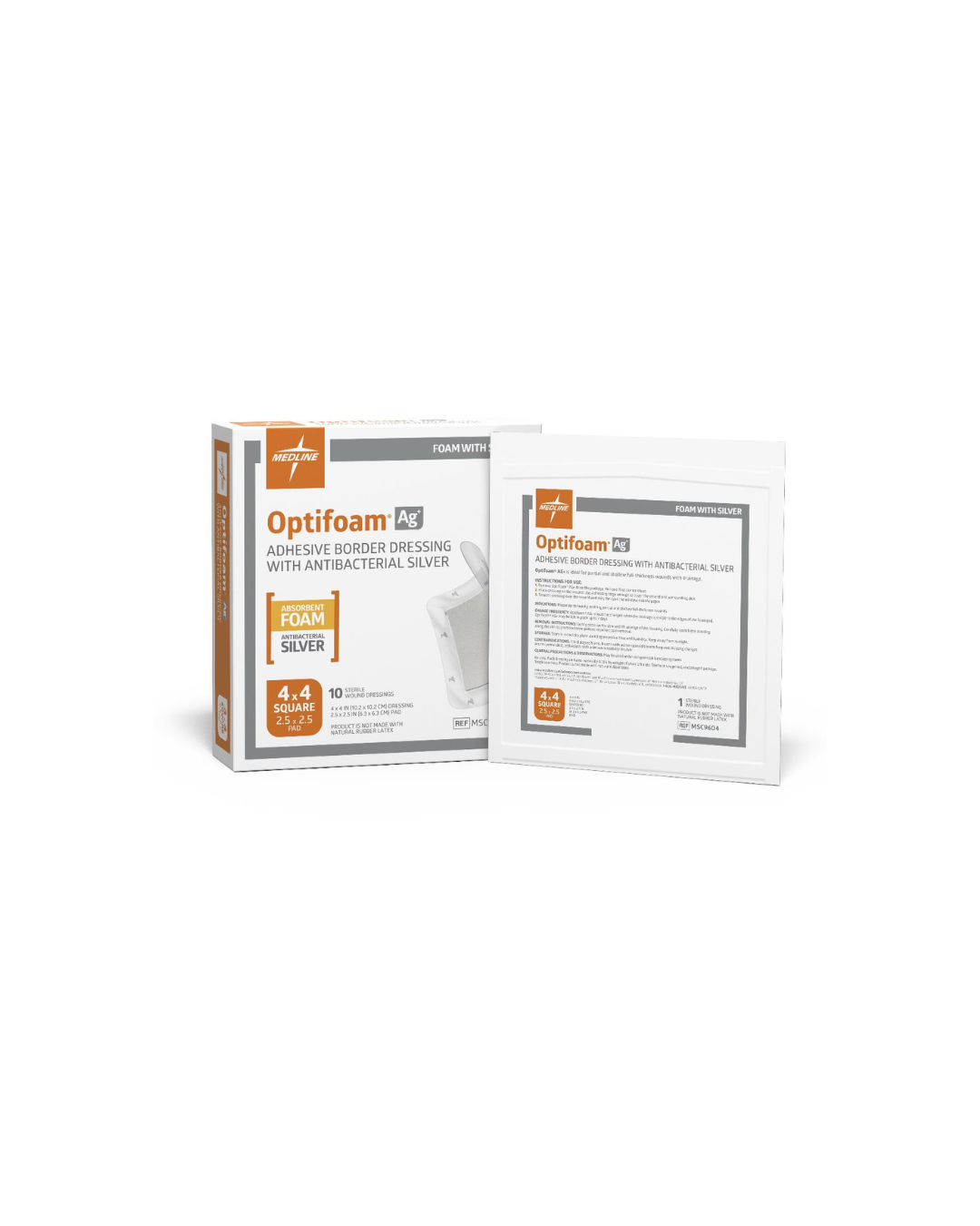 Optifoam AG+ Silver Wound Dressing - 4" x 4"
