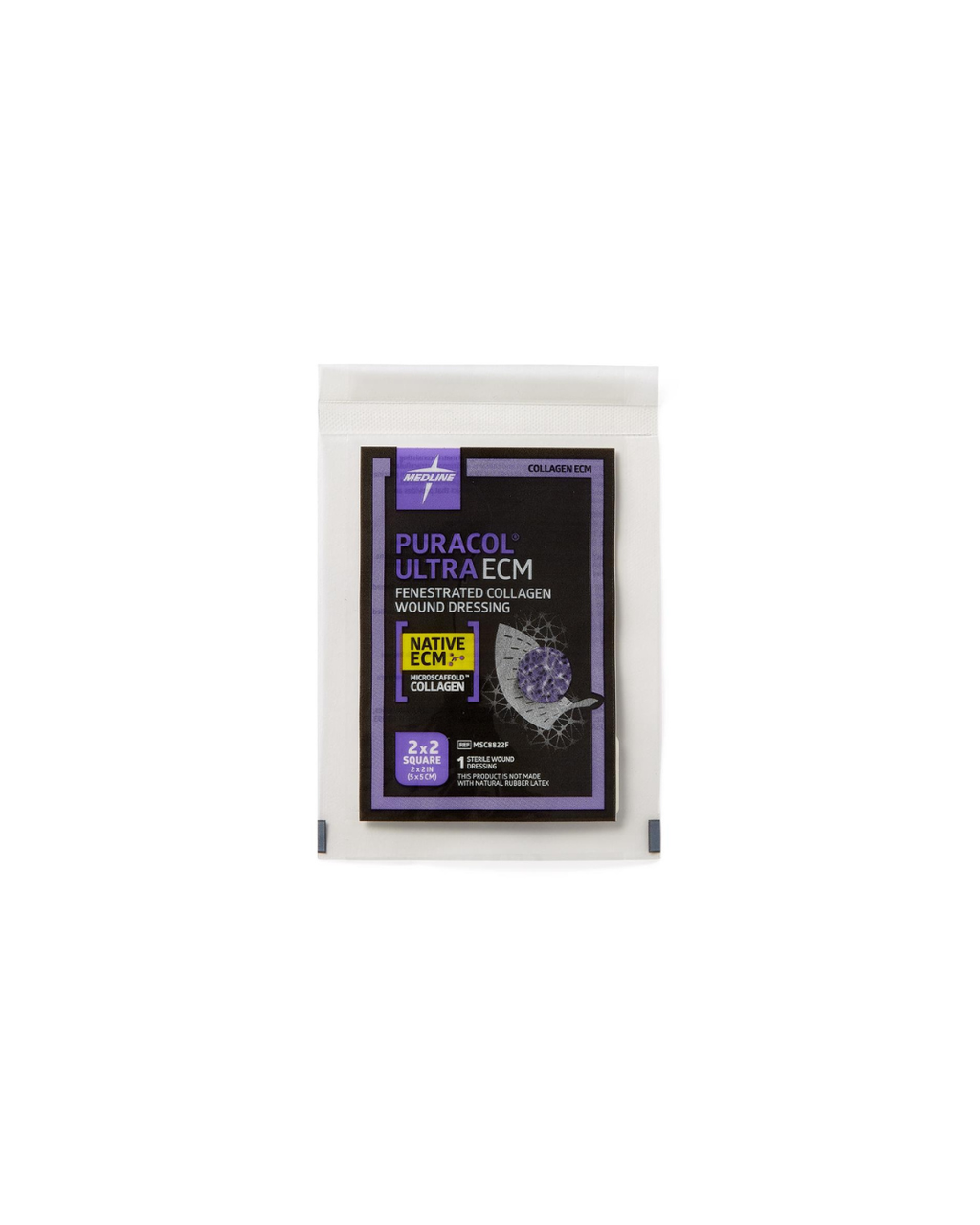 Puracol Ultra ECM Collagen Wound Dressing - 2" x 2" Fenestrated