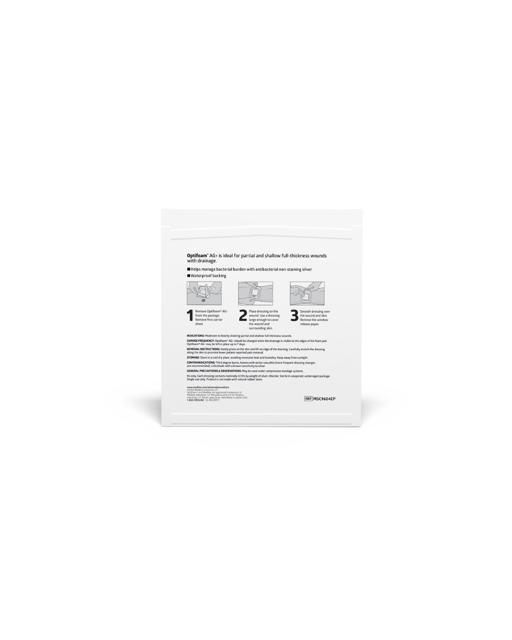 Optifoam AG+ Silver Wound Dressing in Educational Packaging - 4" x 4"