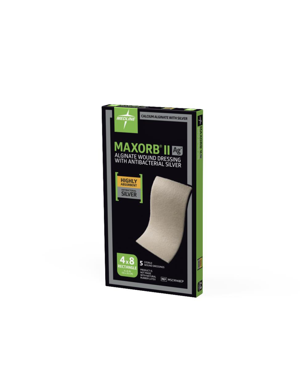 Maxorb II Silver Alginate Wound Dressings - 4" x 8"