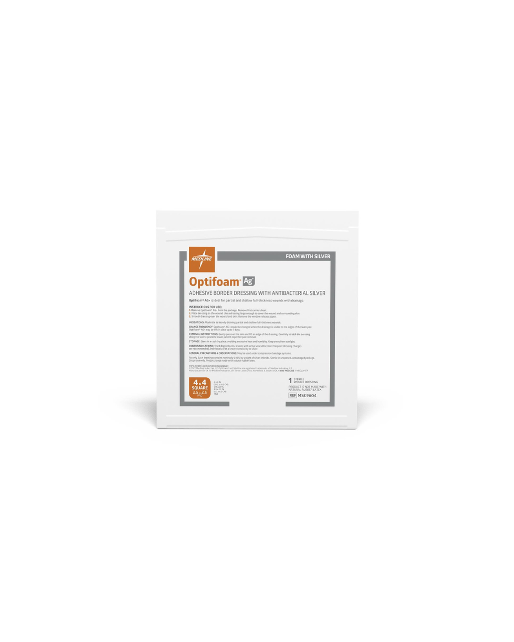 Optifoam AG+ Silver Wound Dressing - 4" x 4"