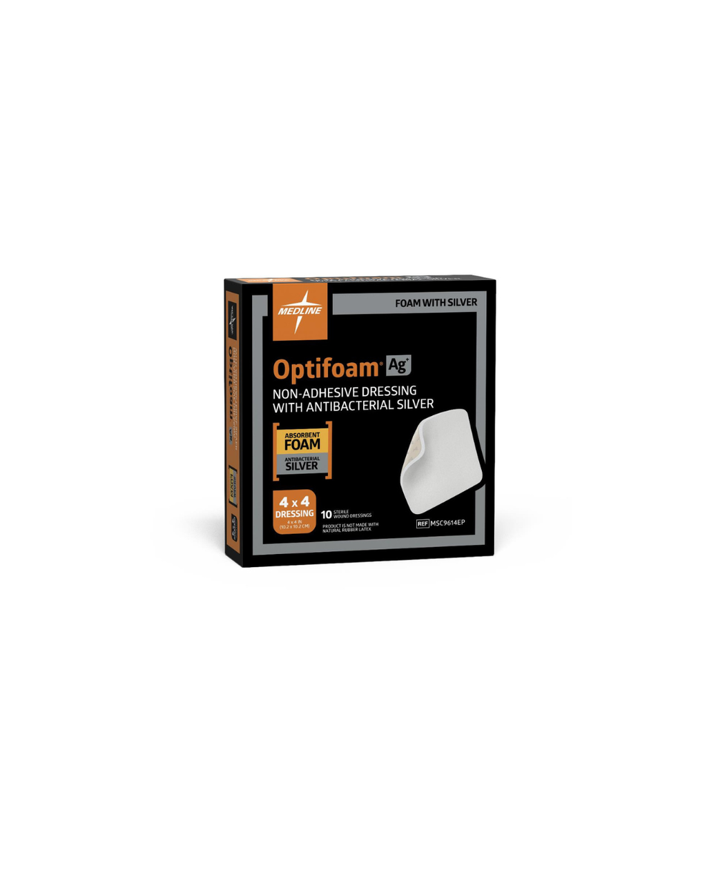 Optifoam AG+ Nonadhesive Silver Wound Dressing - 4" x 4"