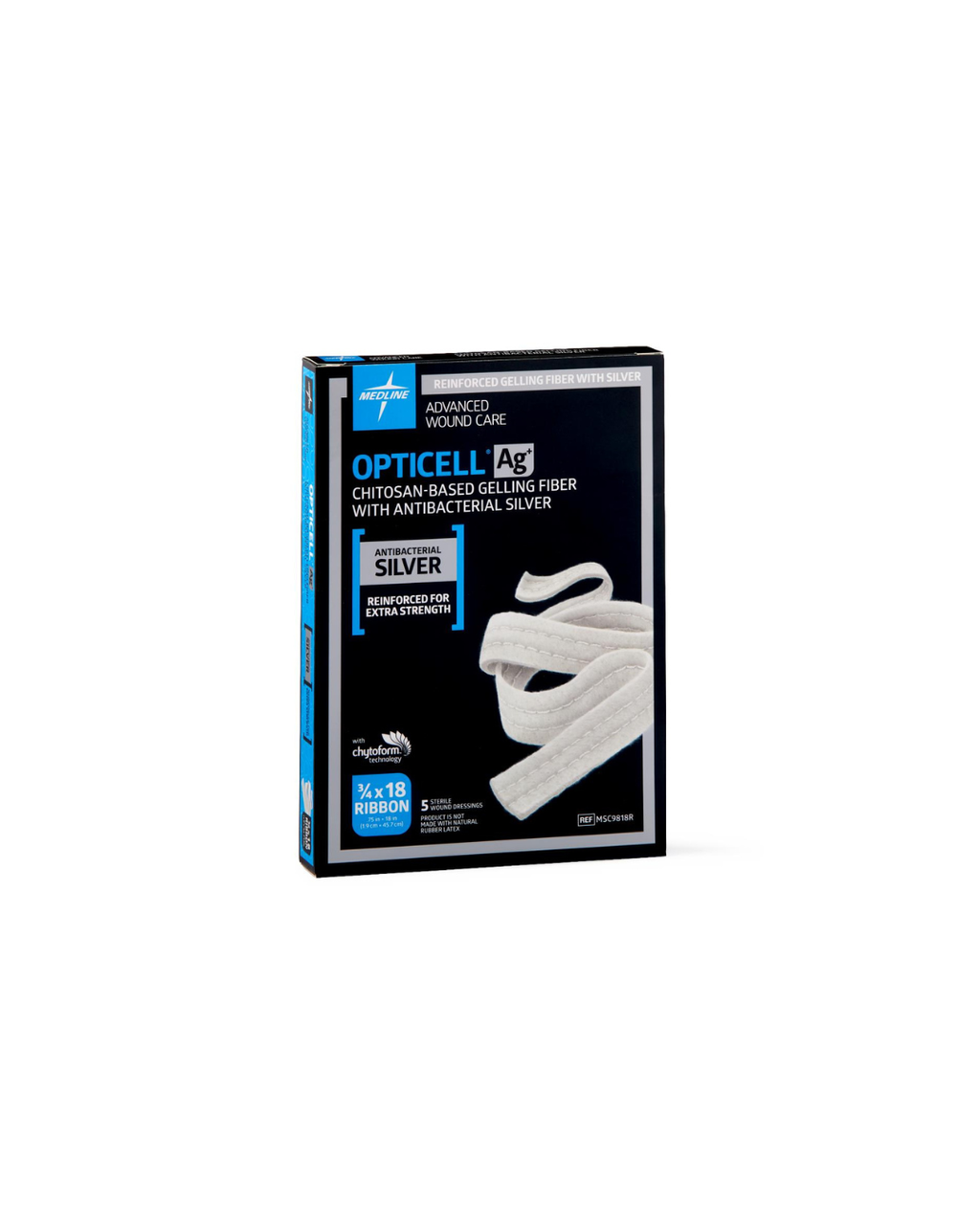 Opticell Ag+ Silver Antibacterial Gelling Fiber Wound Dressing - 0.75" x 18"