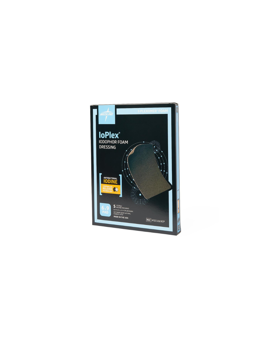 IoPlex Iodophor Foam Dressing with Iodine - 6" x 9" Pad