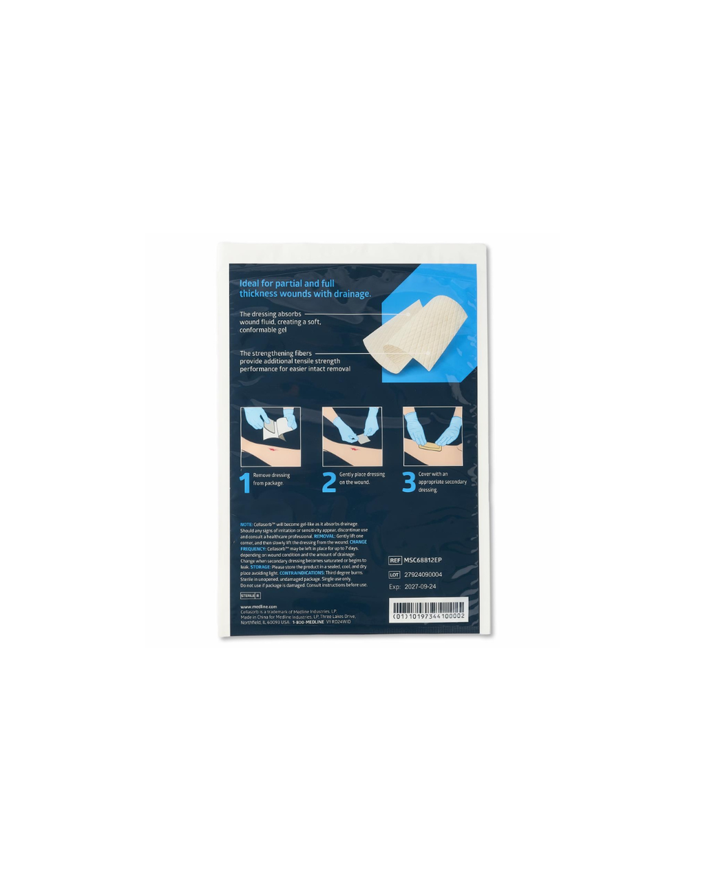 Cellasorb CMC Gelling Fiber Wound Dressings - 8" x 12"