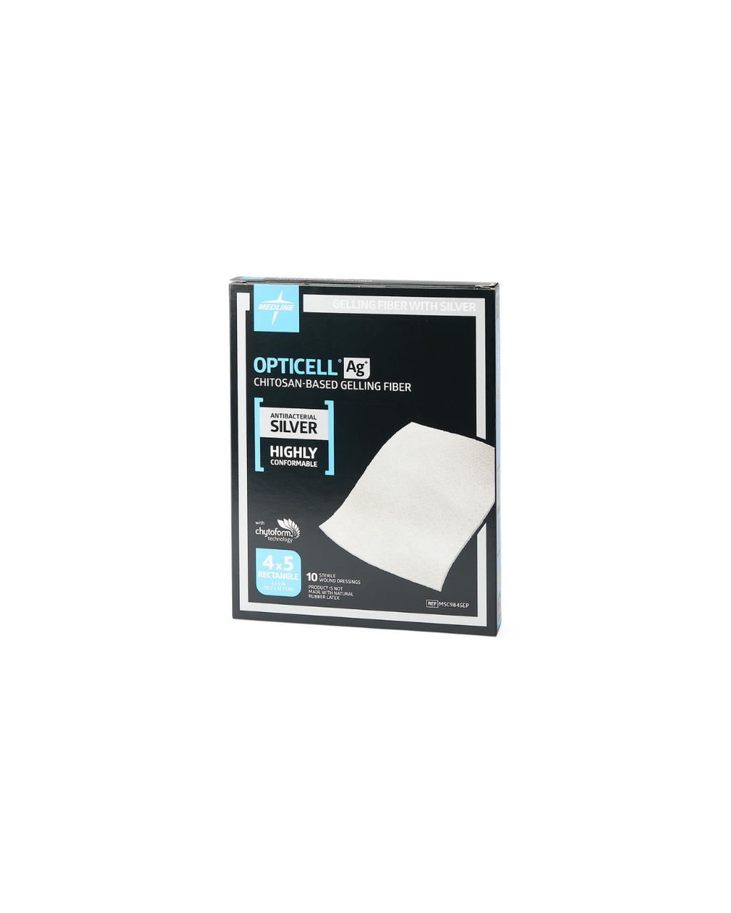 Opticell Ag+ Silver Antibacterial Gelling Fiber Wound Dressing - 4" x 5"
