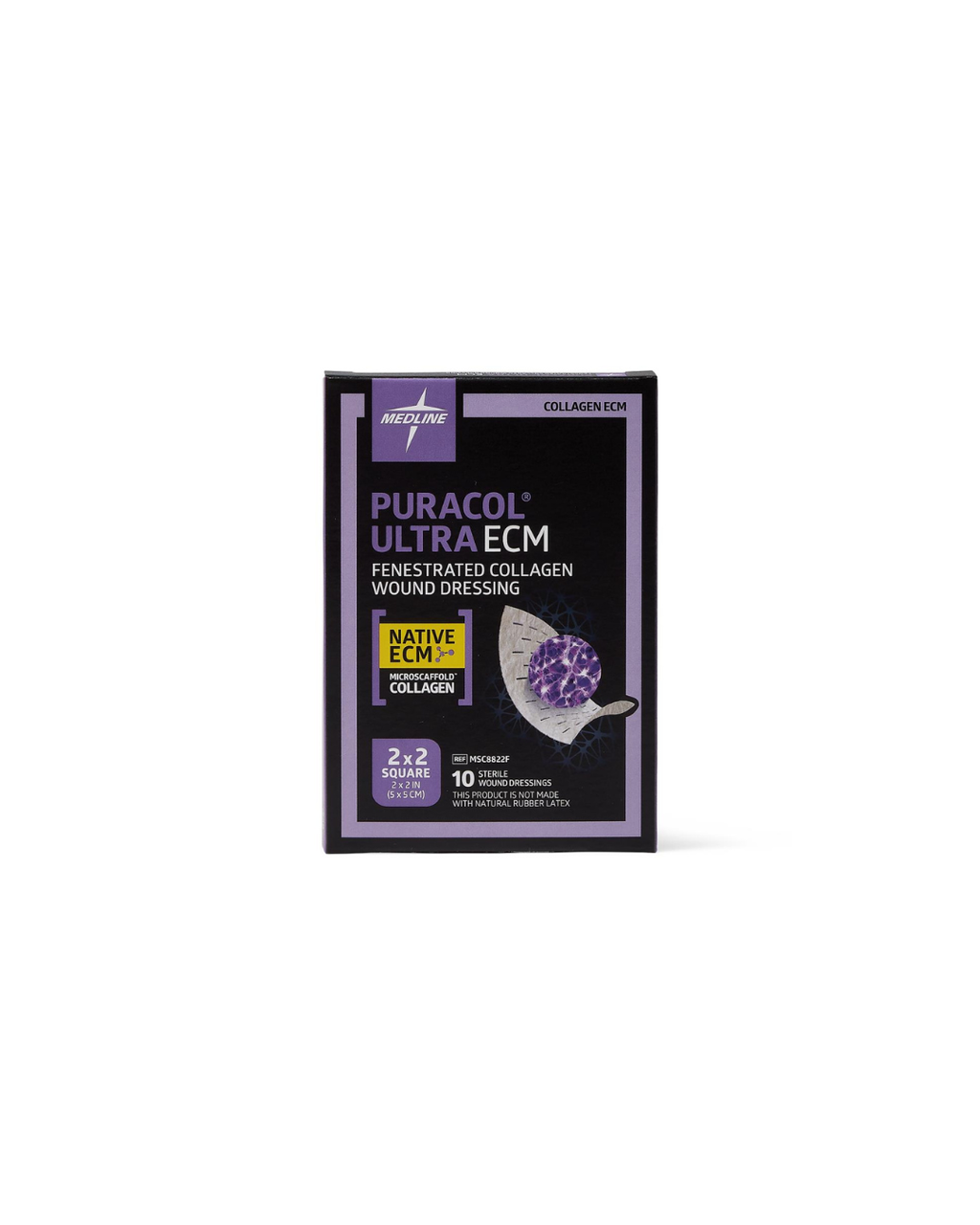 Puracol Ultra ECM Collagen Wound Dressing - 2" x 2" Fenestrated