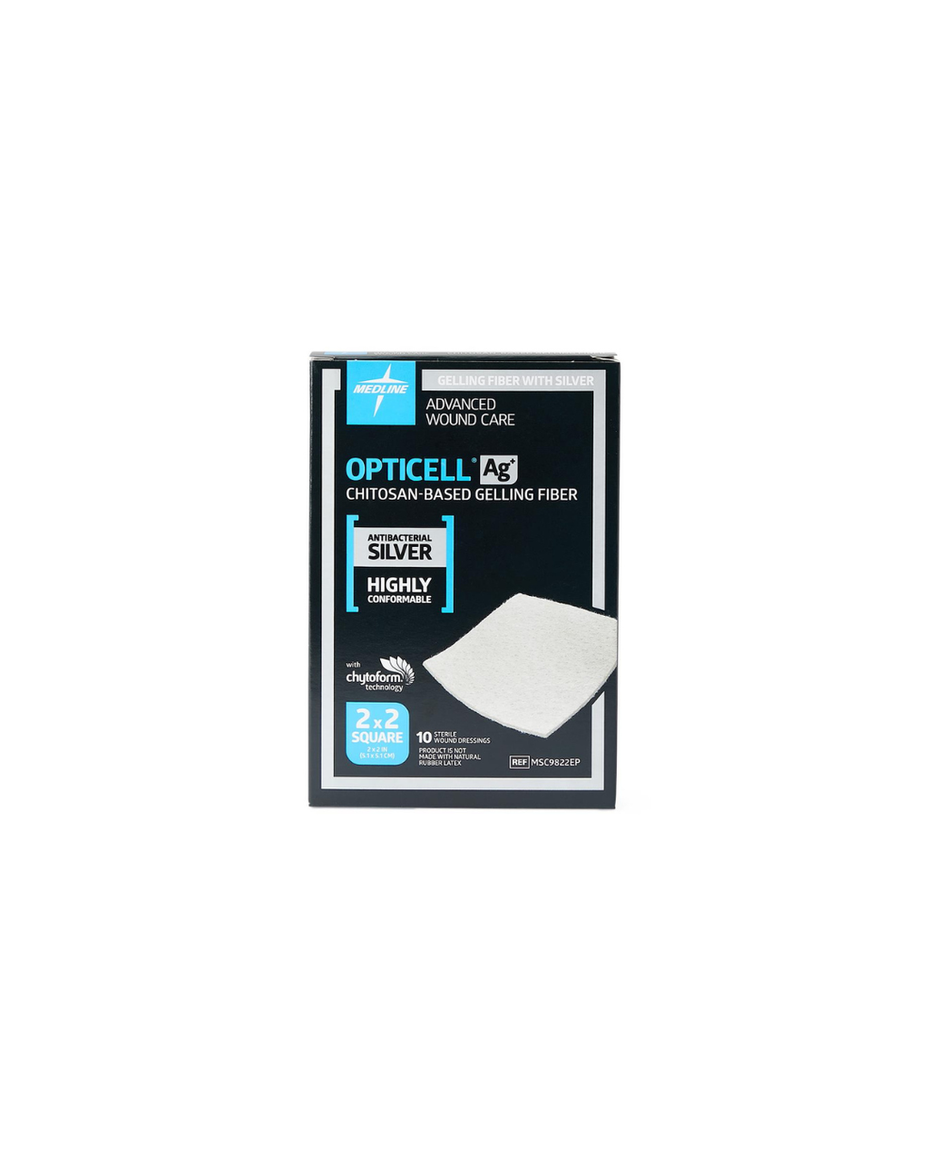 Opticell Ag+ Silver Antibacterial Gelling Fiber Wound Dressing - 2" x 2"