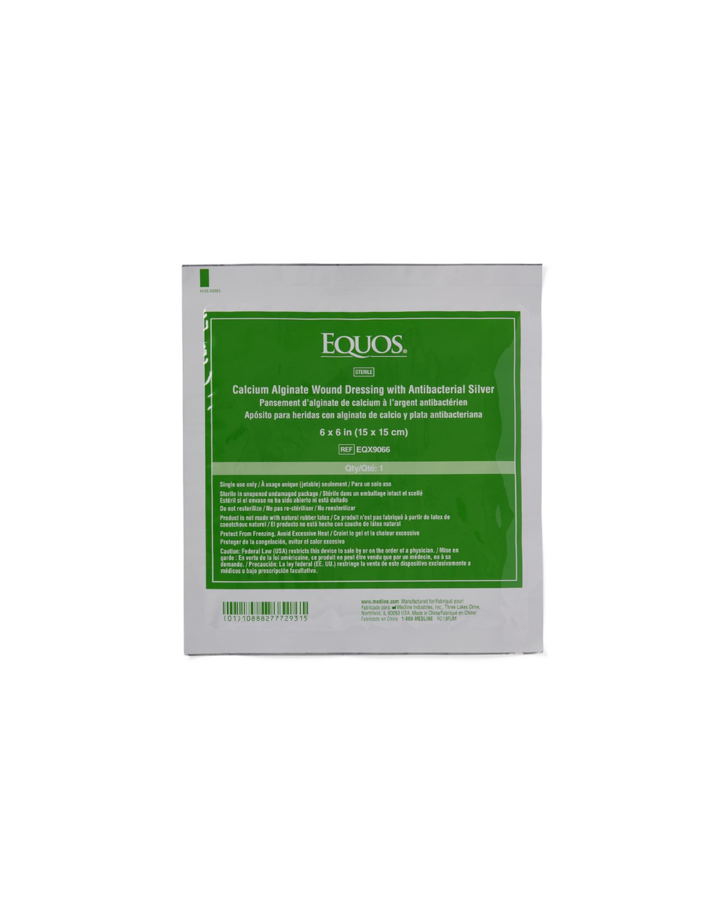 EQUOS Calcium Alginate Wound Dressings with Silver - 6" x 6"