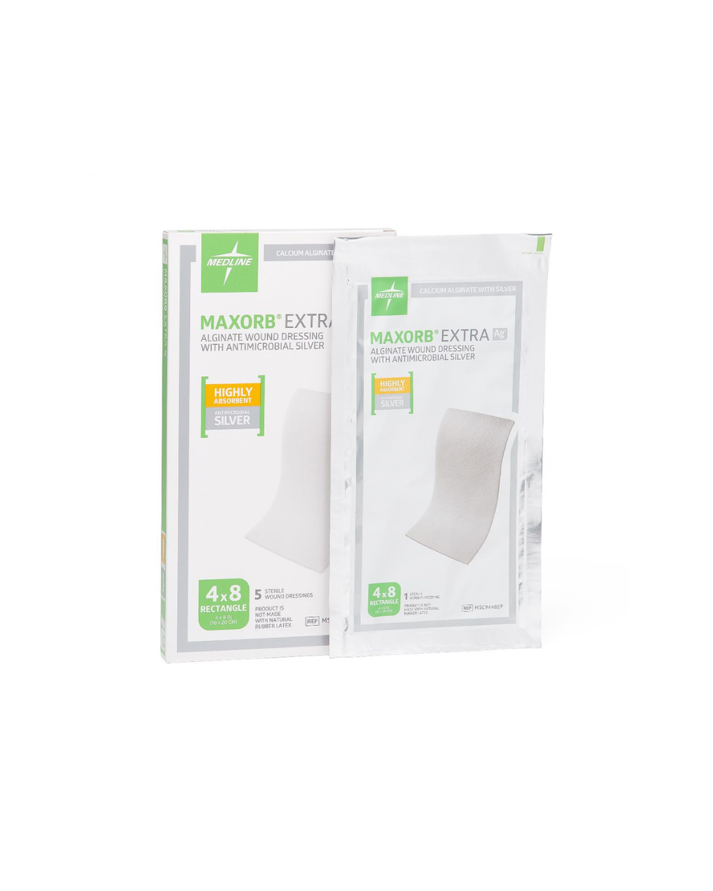 Maxorb Extra Ag+ CMC/Alginate Wound Dressings - 4" x 8"