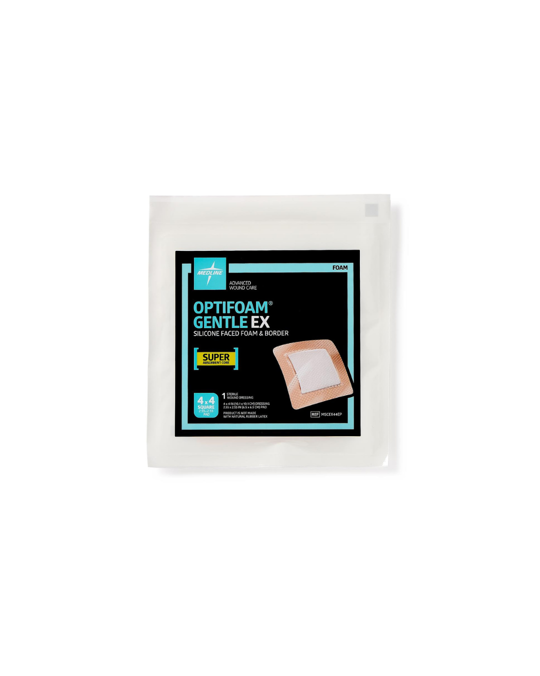 Optifoam Gentle EX Bordered Foam Dressing in Educational Packaging - 4" x 4"