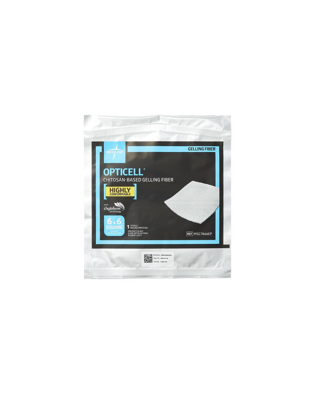 Opticell Gelling Fiber Wound Dressing in Educational Packaging - 6" x 6"