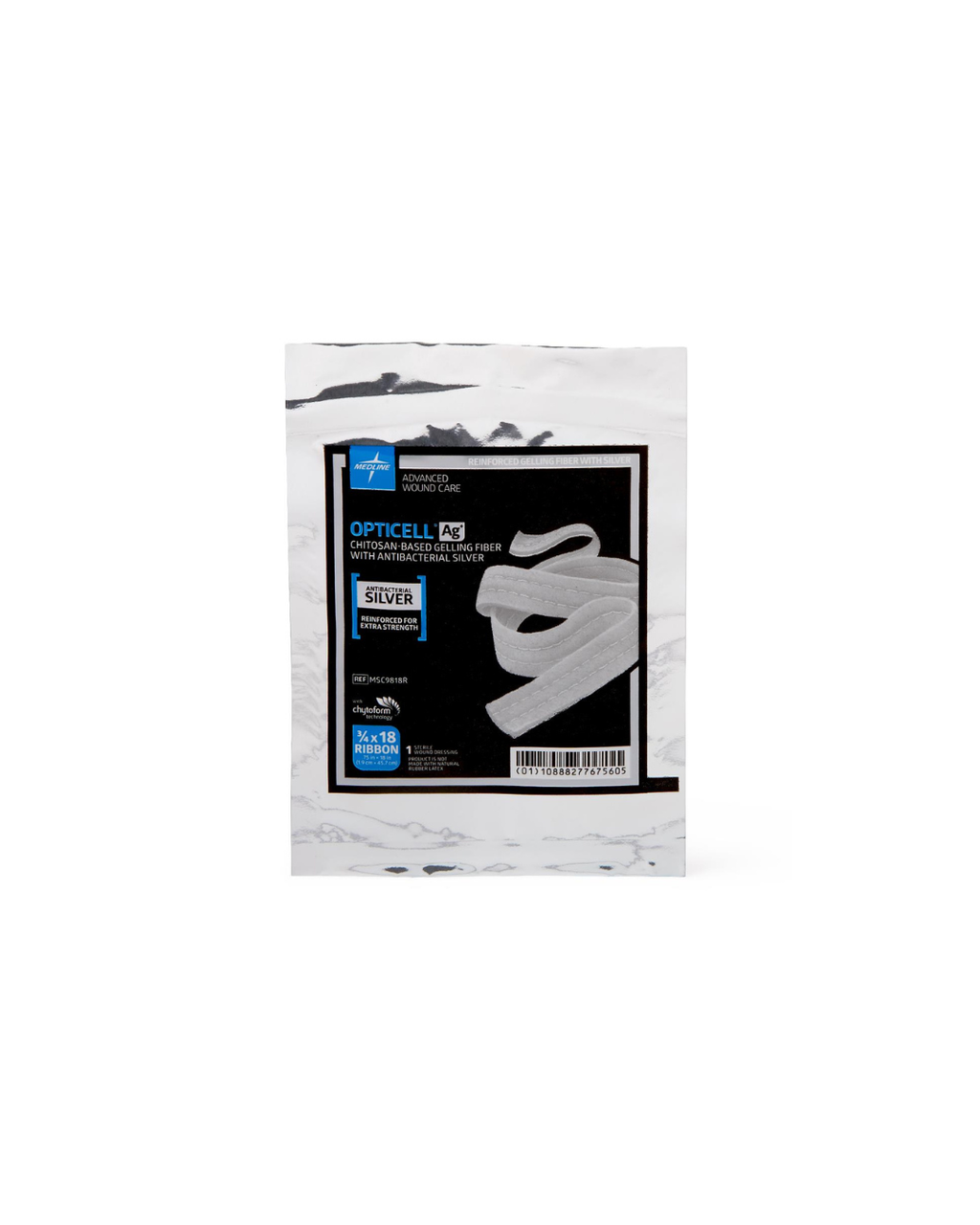 Opticell Ag+ Silver Antibacterial Gelling Fiber Wound Dressing - 0.75" x 18"