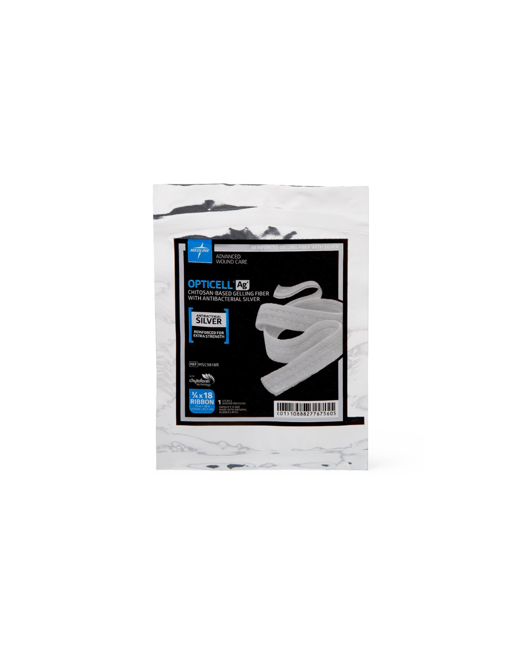 Opticell Ag+ Silver Antibacterial Gelling Fiber Wound Dressing - 0.75" x 18"