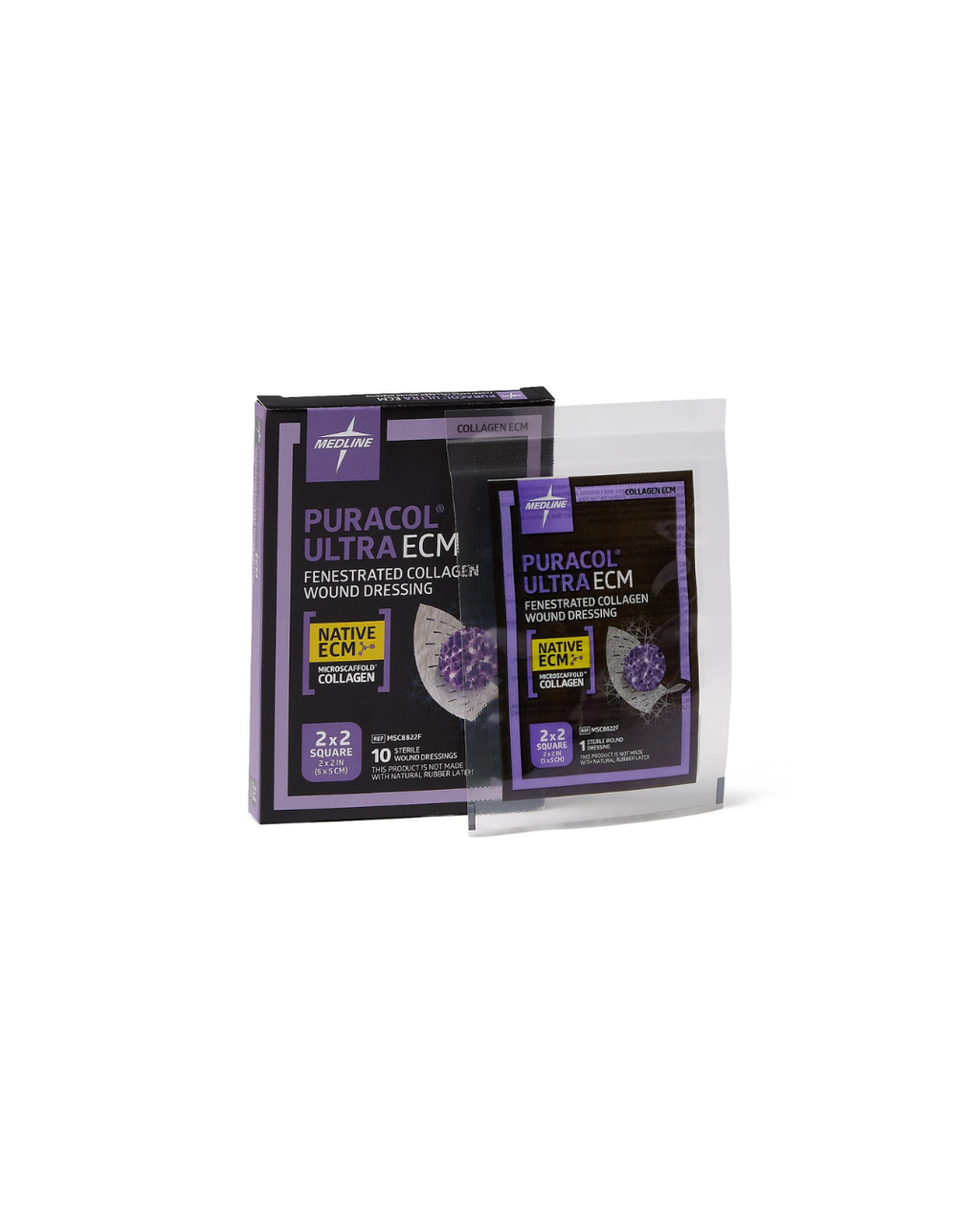 Puracol Ultra ECM Collagen Wound Dressing - 2" x 2" Fenestrated