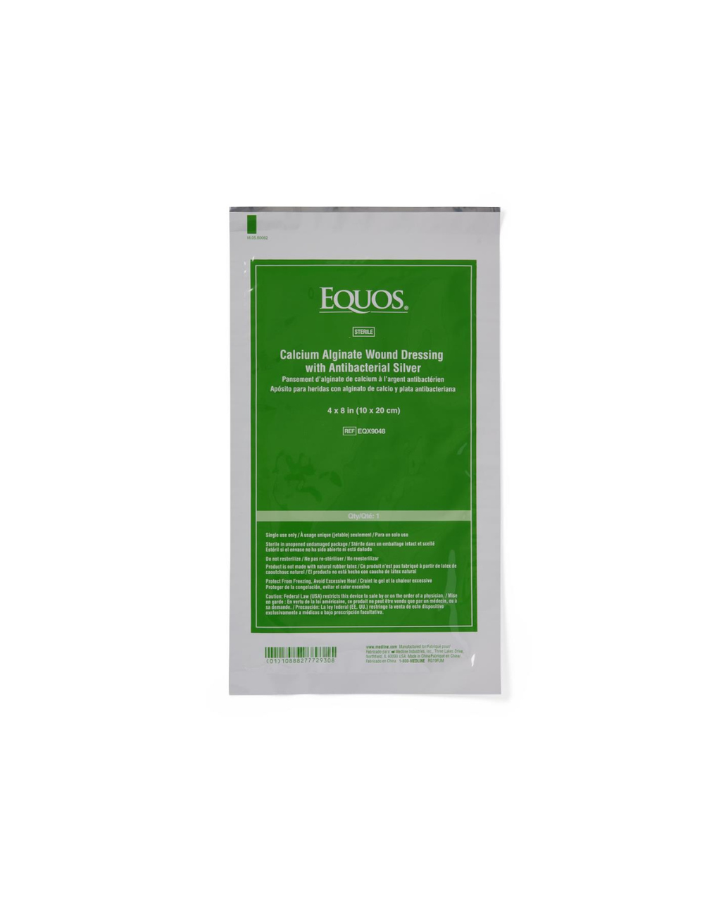 EQUOS Calcium Alginate Wound Dressings with Silver - 4" x 8"