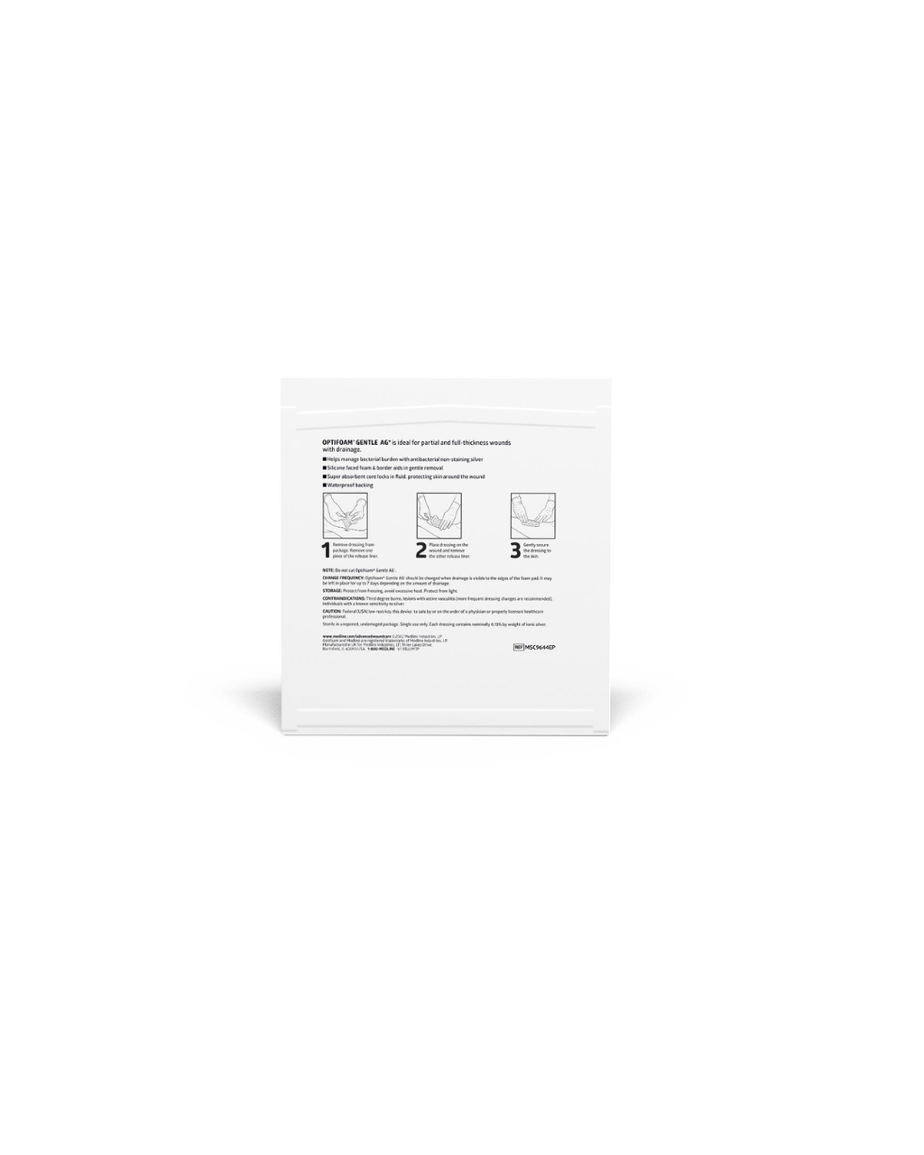 Optifoam Gentle Silicone-Faced Foam Dressing with Silver, in Educational Packaging - 4" x 4"