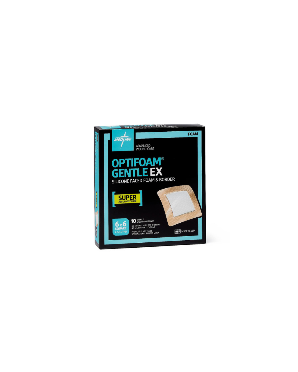 Optifoam Gentle EX Bordered Foam Dressing in Educational Packaging - 6" x 6"