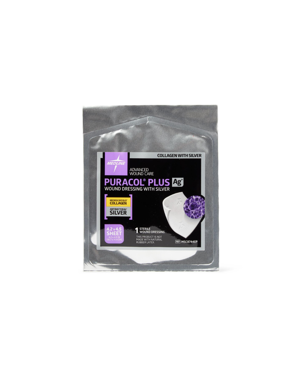 Puracol Plus Ag+ Collagen Wound Dressing with Silver - 4.25" x 4.5"