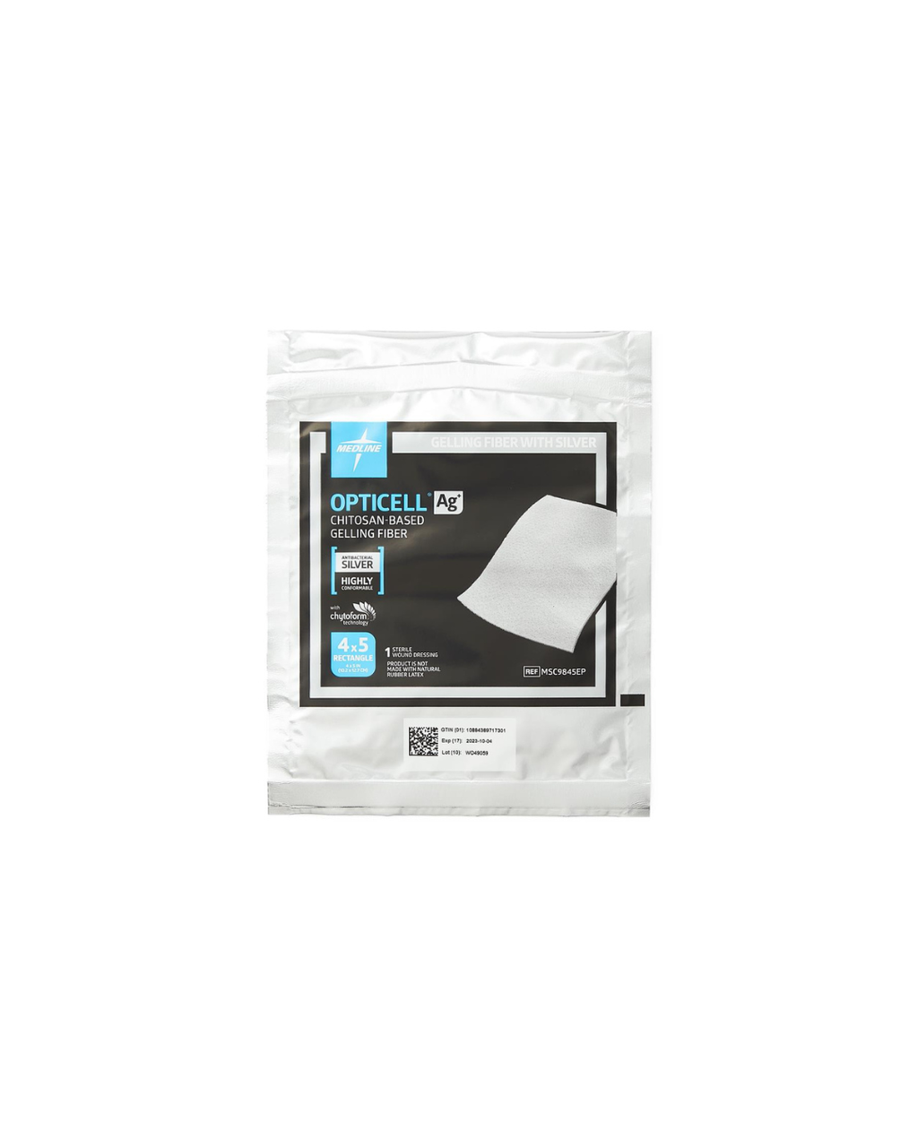 Opticell Ag+ Silver Antibacterial Gelling Fiber Wound Dressing - 4" x 5"