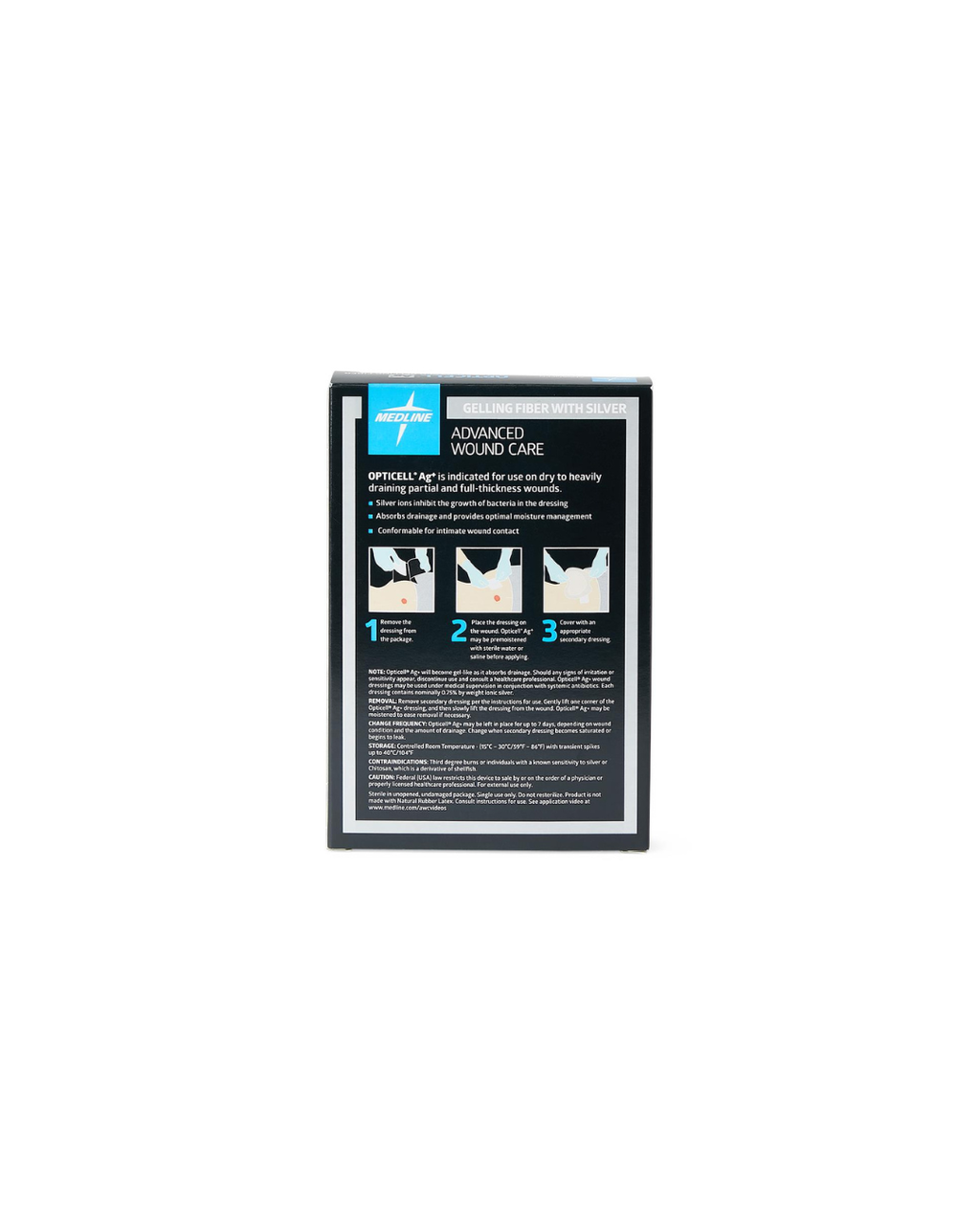 Opticell Ag+ Silver Antibacterial Gelling Fiber Wound Dressing - 2" x 2"