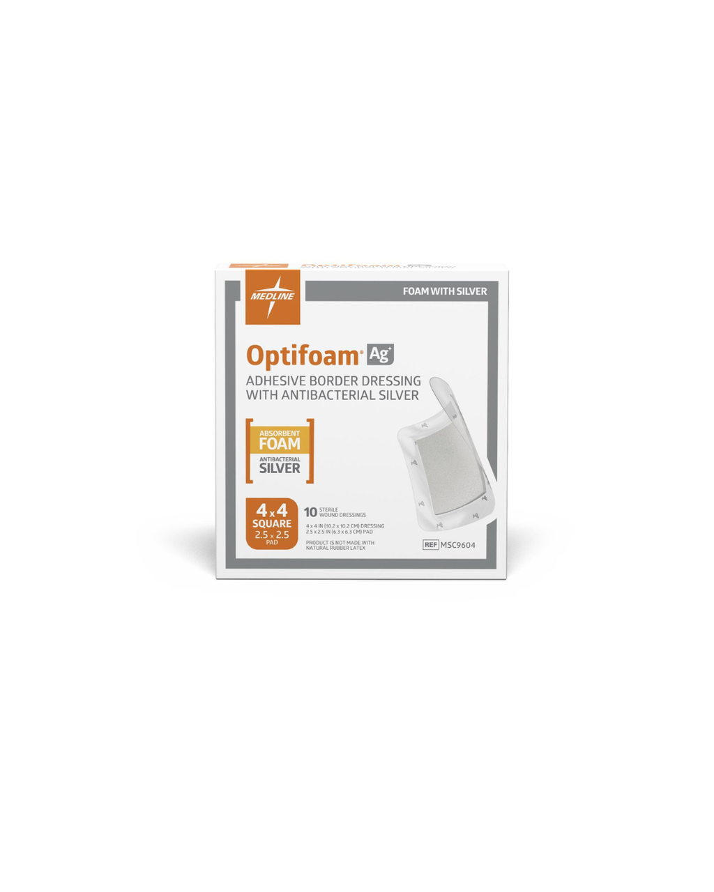 Optifoam AG+ Silver Wound Dressing - 4" x 4"