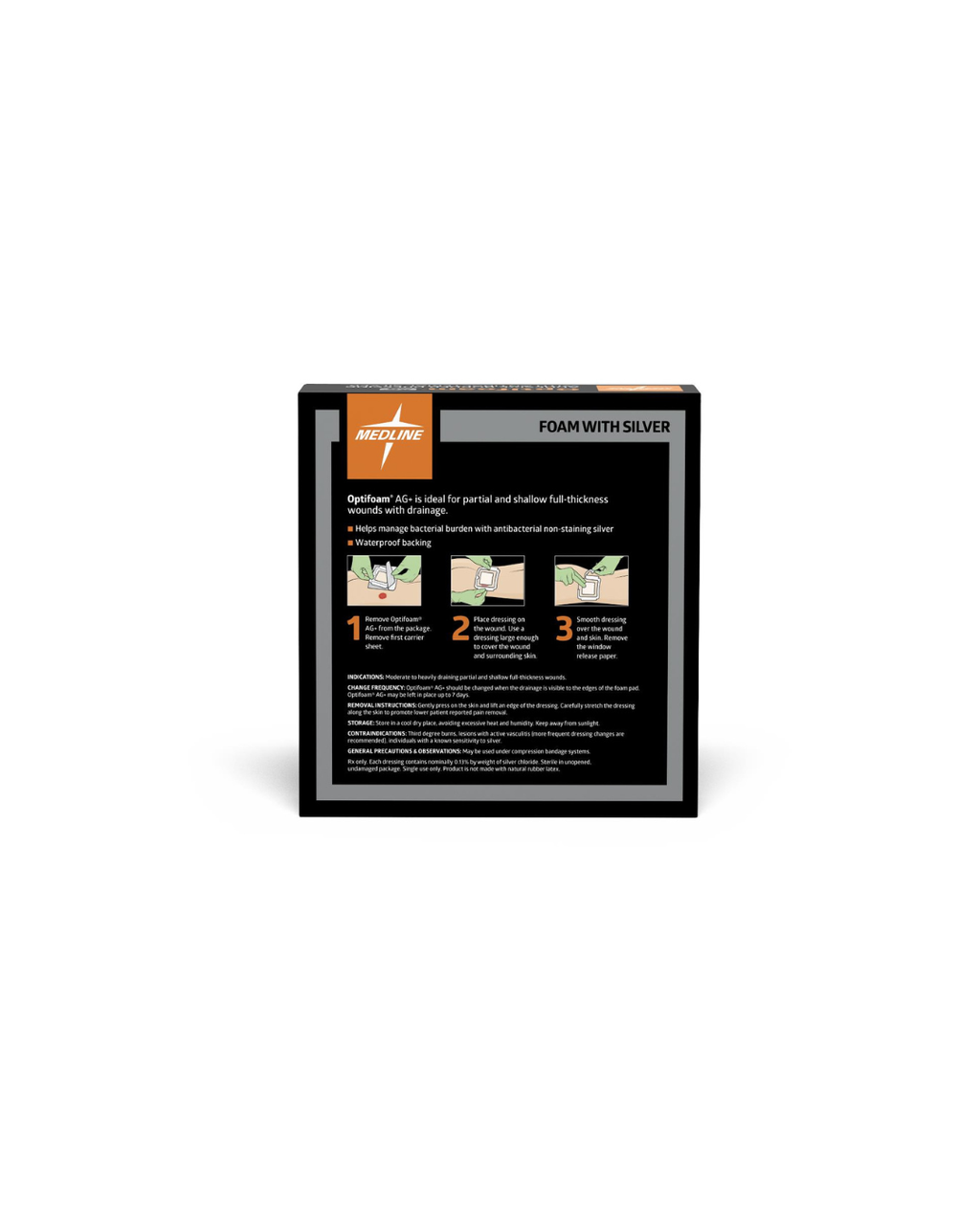 Optifoam AG+ Silver Wound Dressing in Educational Packaging - 4" x 4"