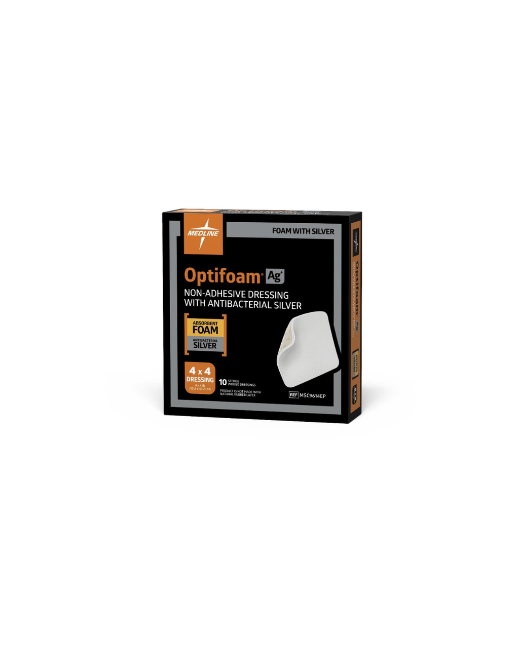 Optifoam AG+ Nonadhesive Silver Wound Dressing - 4" x 4"