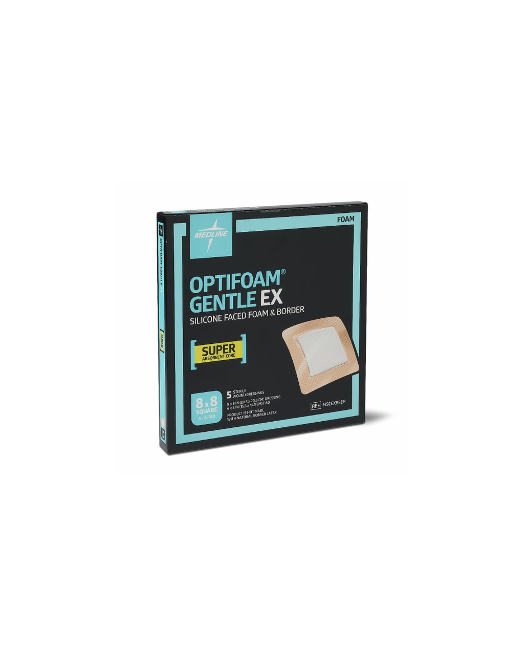 Optifoam Gentle EX Bordered Foam Dressing in Educational Packaging - 8" x 8"