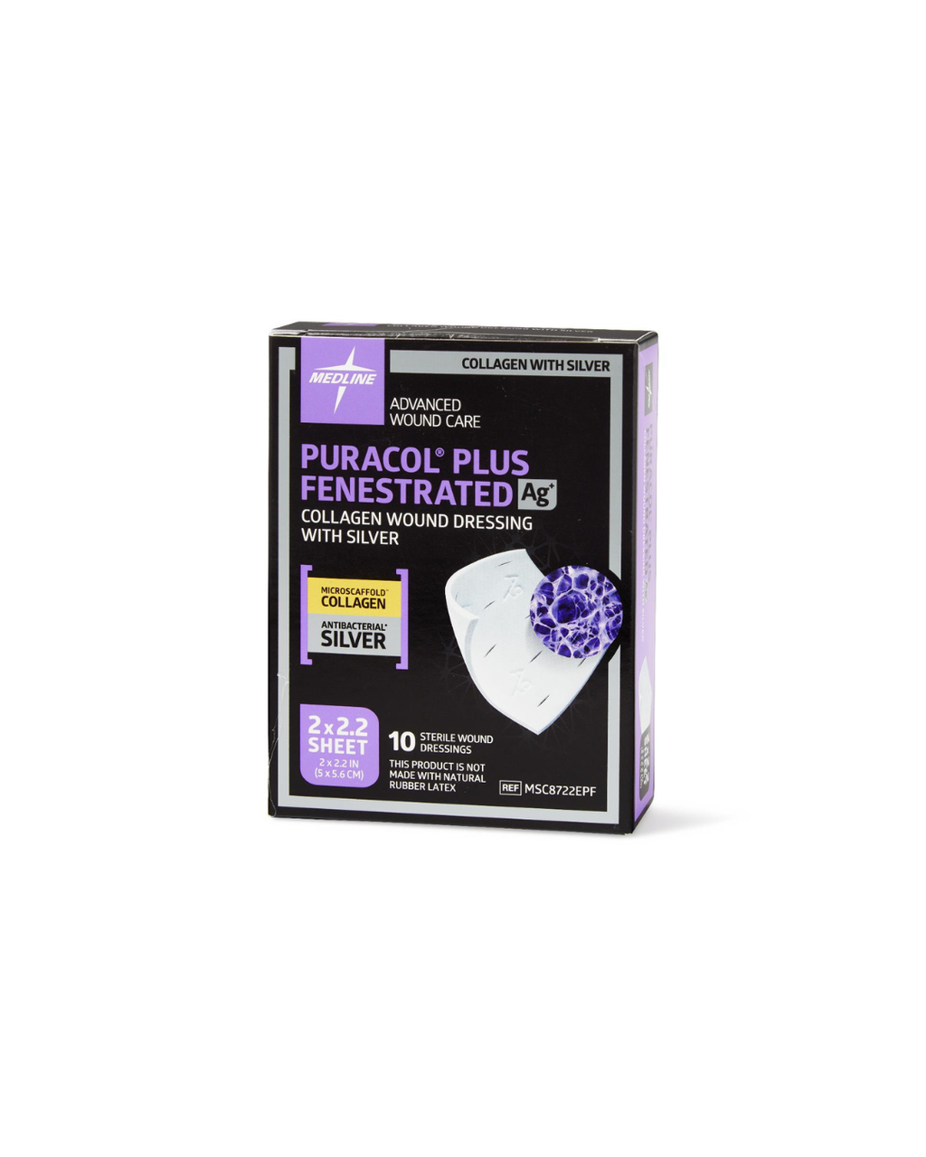 Puracol Plus Ag+ Collagen Wound Dressing with Silver - 2" x 2.25" Fenestrated