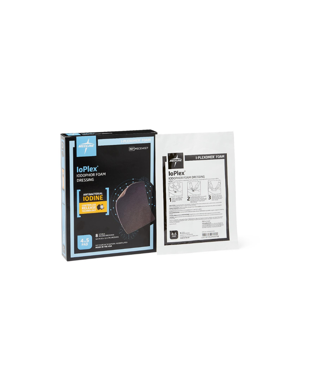 IoPlex Iodophor Foam Dressing with Iodine - 4" x 5" Pad