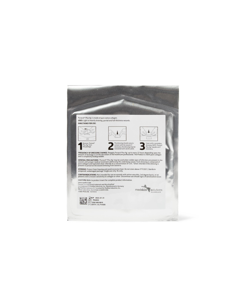 Puracol Plus Ag+ Collagen Wound Dressing with Silver - 4.25" x 4.5"