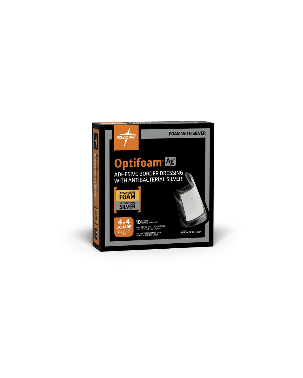 Optifoam AG+ Silver Wound Dressing in Educational Packaging - 4" x 4"