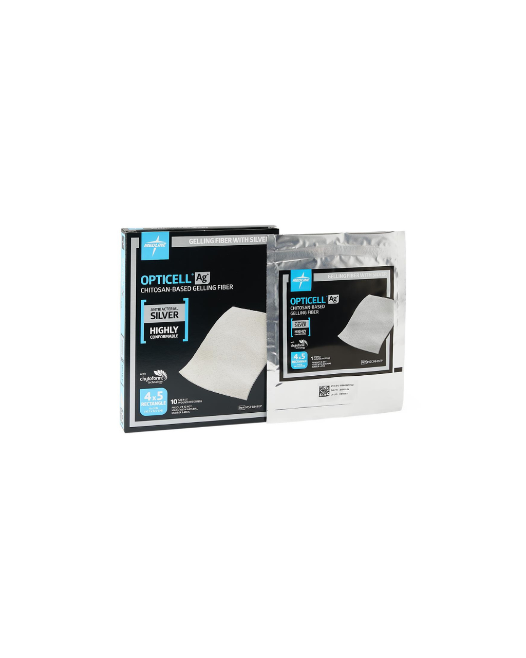 Opticell Ag+ Silver Antibacterial Gelling Fiber Wound Dressing - 4" x 5"