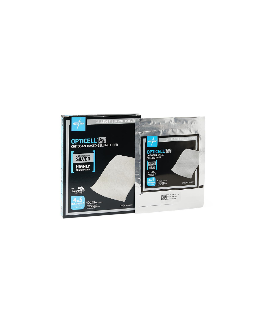 Opticell Ag+ Silver Antibacterial Gelling Fiber Wound Dressing - 4" x 5"