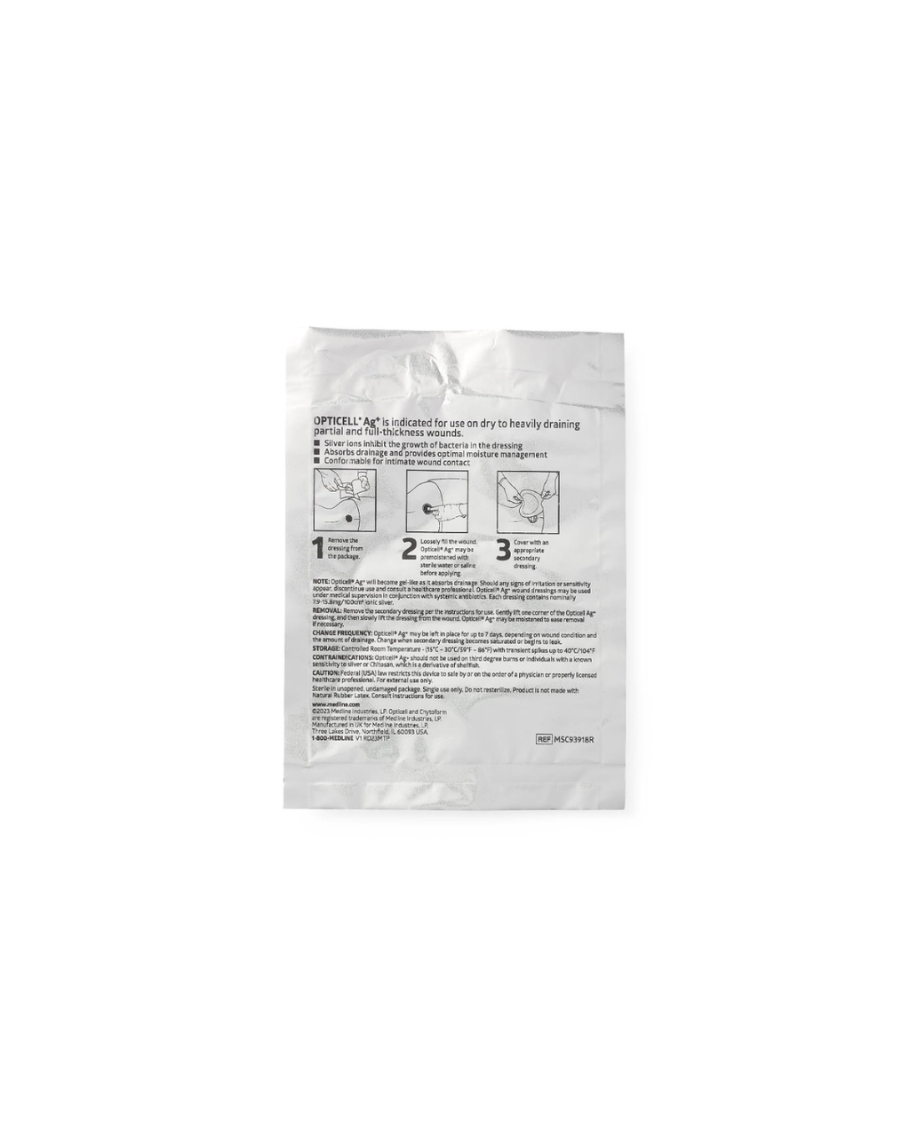 Opticell Ag+ Silver Antibacterial Gelling Fiber Wound Dressing - 0.39" x 18"