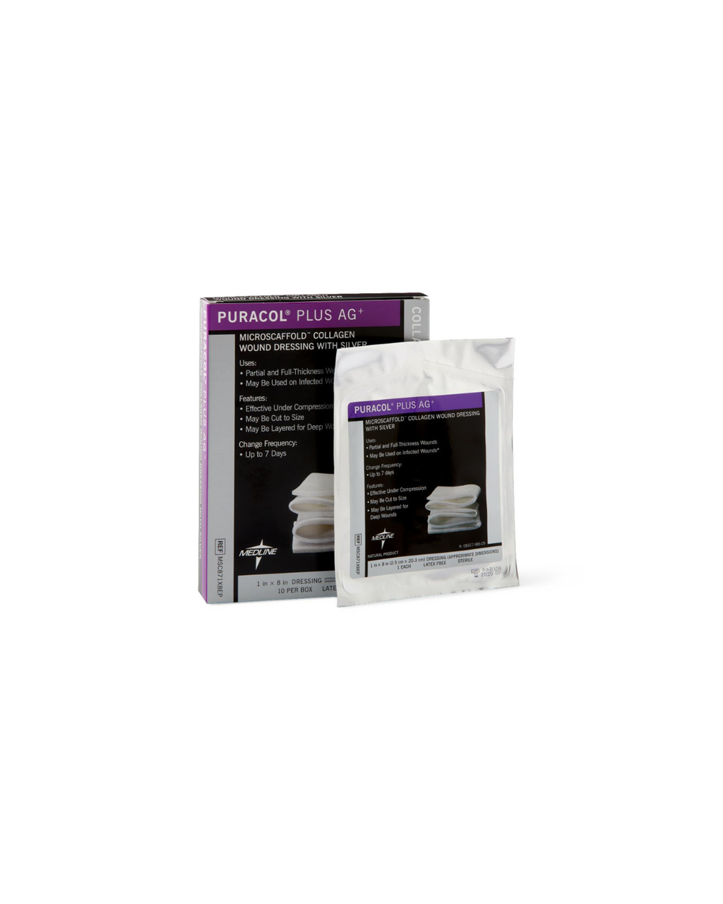 Puracol Plus Ag+ Collagen Wound Dressing with Silver - 1" x 8" Rope