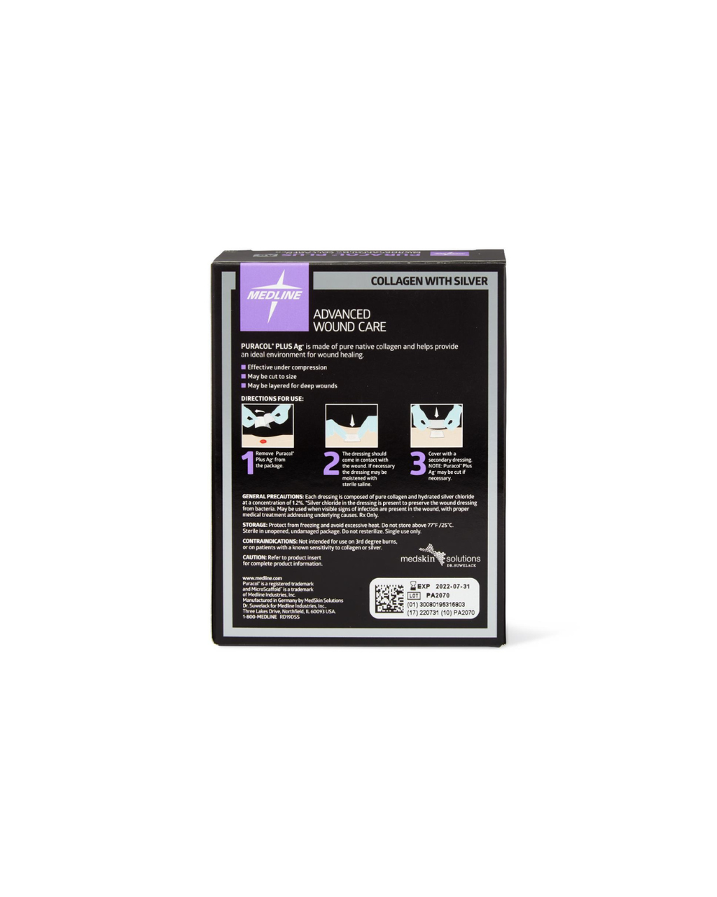 Puracol Plus Ag+ Collagen Wound Dressing with Silver - 2" x 2.25"