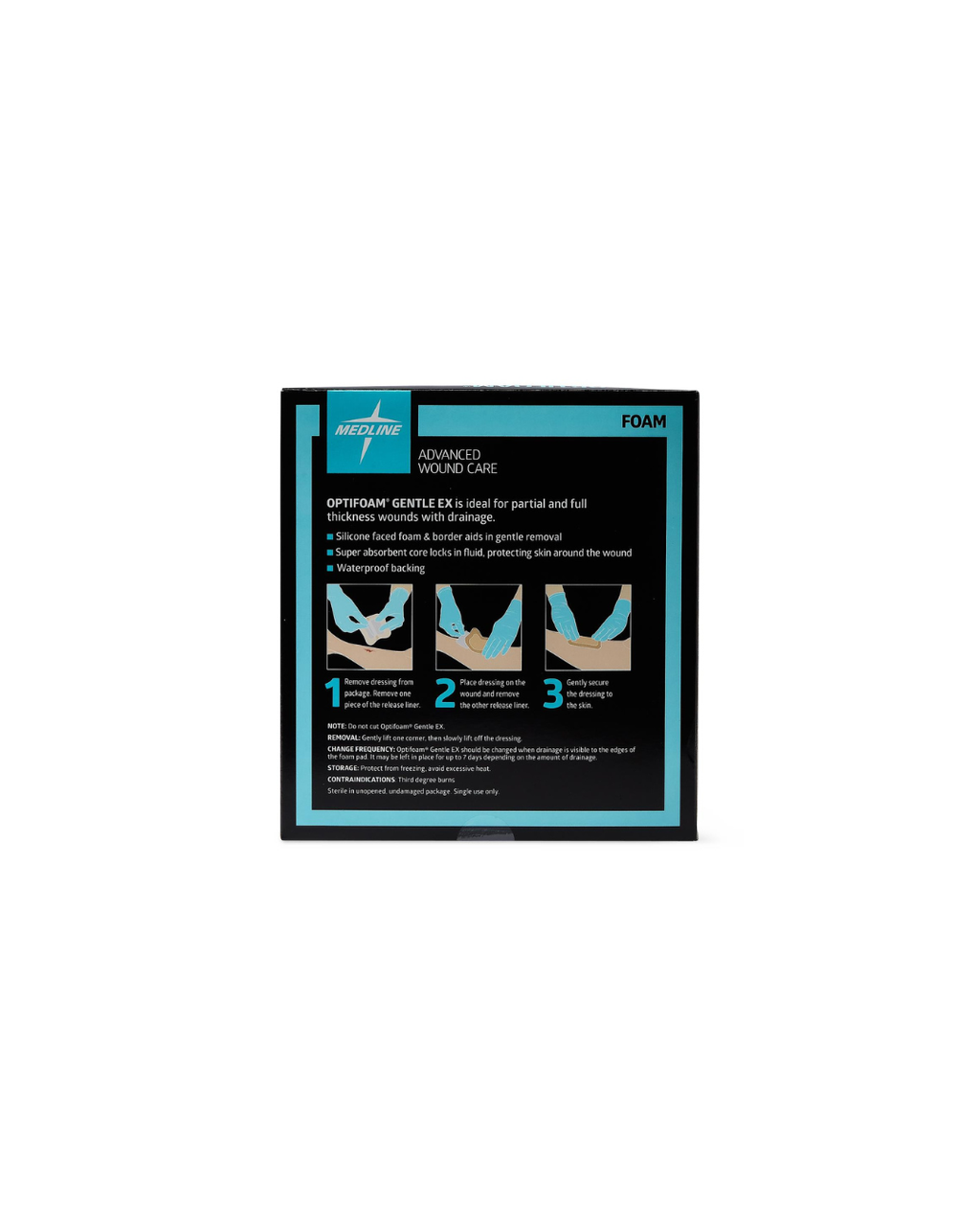 Optifoam Gentle EX Bordered Foam Dressing in Educational Packaging - 5" x 5"