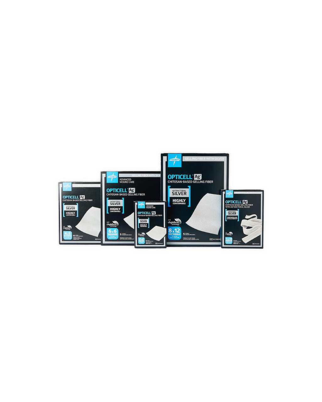 Opticell Ag+ Silver Antibacterial Gelling Fiber Wound Dressing - 4" x 5"