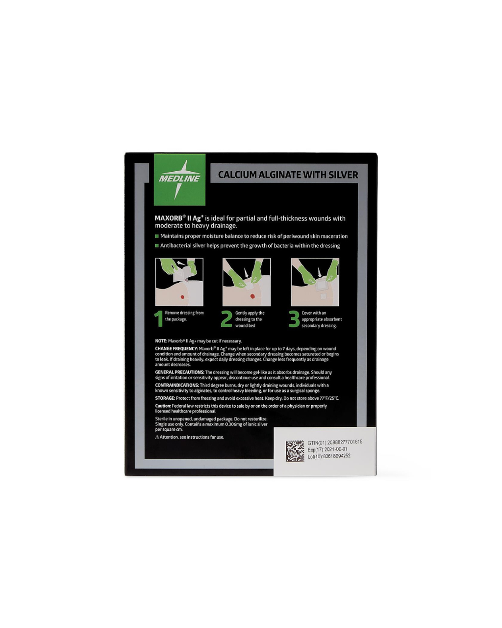 Maxorb II Silver Alginate Wound Dressings - 4" x 4.75"
