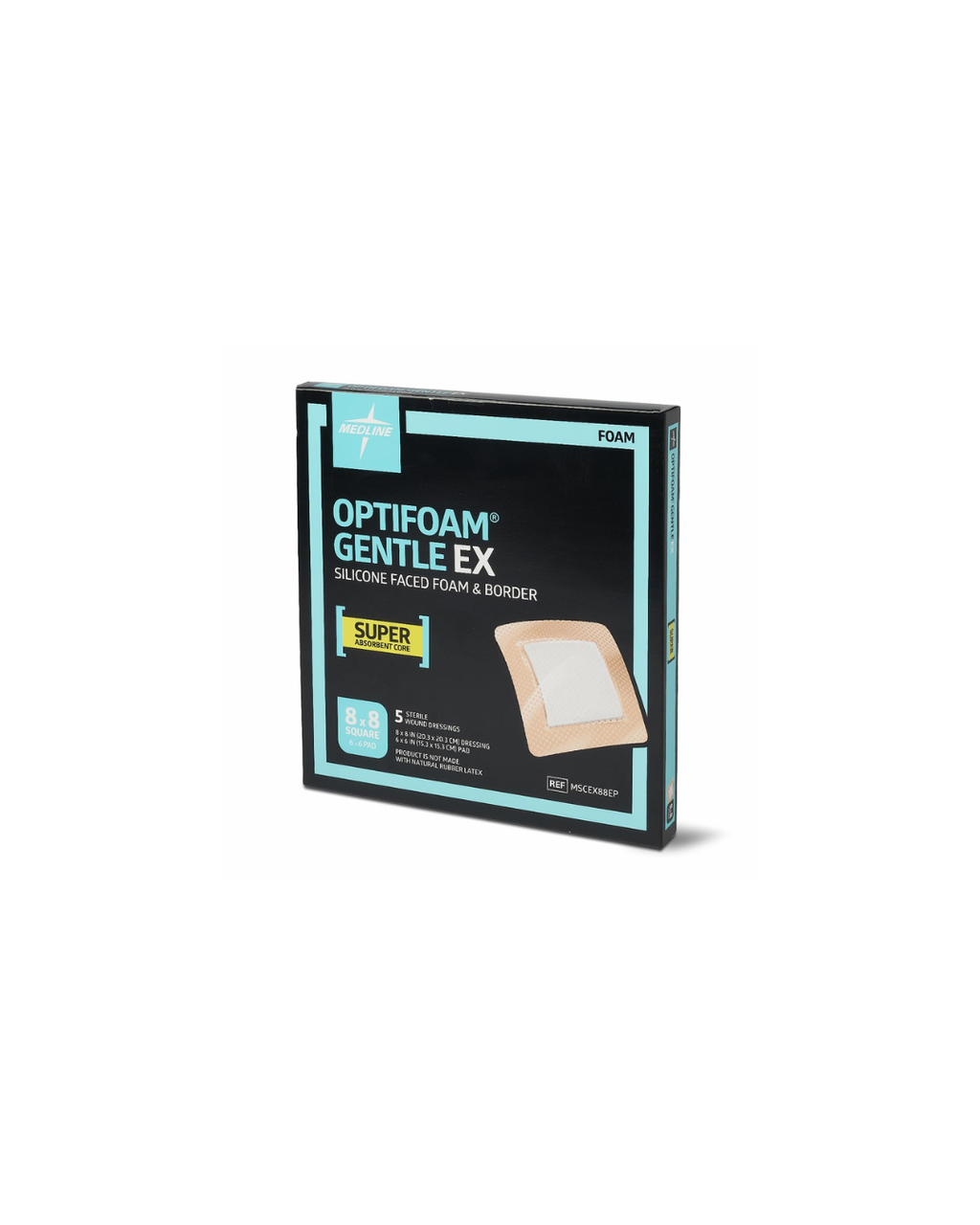Optifoam Gentle EX Bordered Foam Dressing in Educational Packaging - 8" x 8"