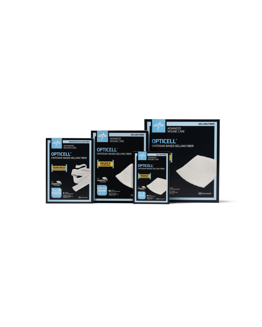 Opticell Gelling Fiber Wound Dressing in Educational Packaging - 4.25" x 4.25"