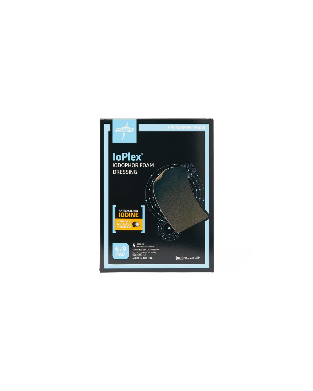IoPlex Iodophor Foam Dressing with Iodine - 6" x 9" Pad