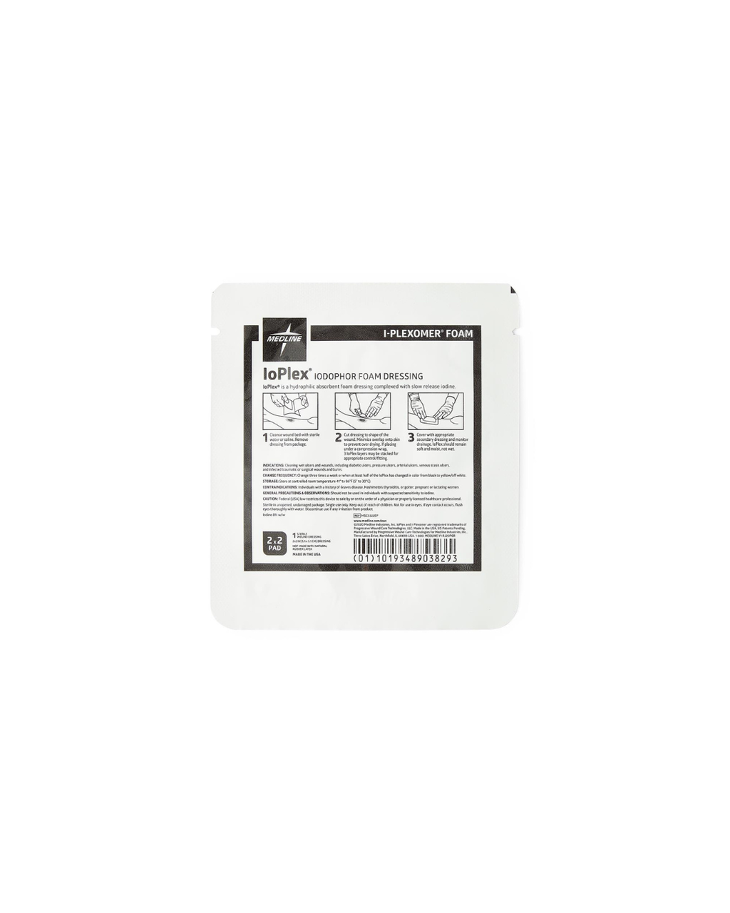 IoPlex Iodophor Foam Dressing with Iodine - 2" x 2" Pad
