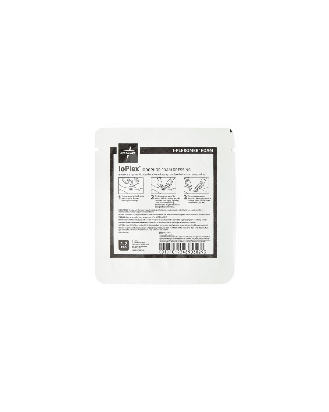 IoPlex Iodophor Foam Dressing with Iodine - 2" x 2" Pad